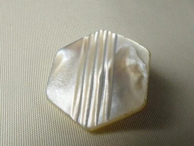 Antique pre 1918's White genuine Mother of Pearl Shell square button  - Image 1 of 4