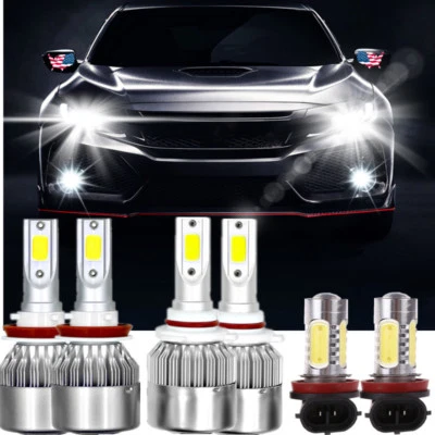 LED Combo Headlight Kit Hi/Lo+Fog Bulb for Honda Accord 2008-2015 Mazda 6 14-17 Foto 1 de 4