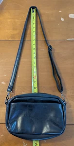 Black Crossbody Mens Womens Faux Leather Adjustable Strap - Picture 1 of 6