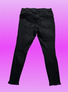 Old Navy Jeans Vtg Y2k Womens 12 Black Rockstar Slim Grunge Raw Hem Goth Lot - Picture 1 of 8
