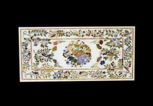 48" x 24" Marble Coffee Table Top Inlay Handmade Pietra Dura - Picture 1 of 3
