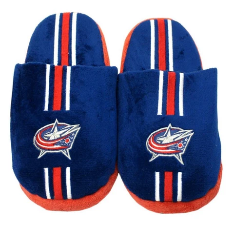 Columbus Blue Jackets Size Small Men's Stripe Slippers [NEW] NHL Slide Shoes Cover