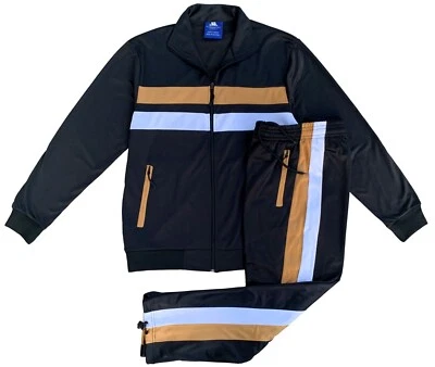 Chándal clásico para hombre con cremallera completa ropa deportiva chaqueta de pista y pantalones de chándal Foto 1 de 3