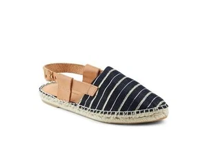 NIB! Matt Bernson 'Toro' Black Stripe Espadrille, Memory Foam, Leather Strap, 6 - Picture 1 of 4