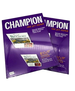 Champion Ink Jet Paper Matte Finish 8 1/2" x 11" Set Of 2 - Picture 1 of 4