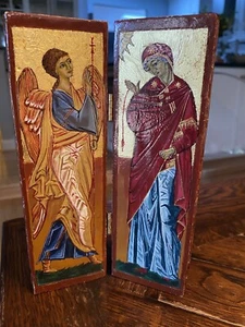 Vintage Hand Painted Bifold “Saints” Traveling ICON Orthodox religious artwork - Picture 1 of 10