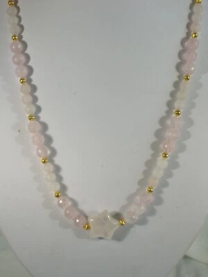 Collar de cuentas de cuarzo rosa de 20" Foto 1 de 2