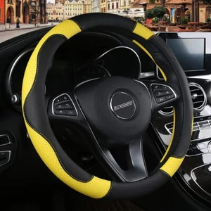 Binsheo Leather Steering Wheel Cover Breathable Anti Slip & Odor Free Black a... - Picture 1 of 7