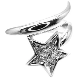 Gorgeous High Polished 935 Argentium Silver With Round Cut CZ Star Fashion Band - Picture 1 of 9