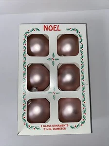 Vintage NOEL Light Pink Glass Ball Christmas Ornaments Victorian - Picture 1 of 12
