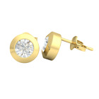 14k Gold 0.7cttw Round Cut Lab-Created Diamond Stud Earrings Women Flared Bezel
