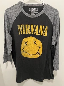 Nirvana Graphic T-Shirt T 3/4 Sleeve Cotton XL - Picture 1 of 5
