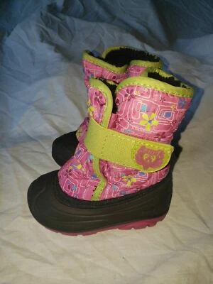 KAMIK SNOWBUG 粉色 绿色 FUR LINED 易穿冬季雪地靴 鞋 TODDLER 5 — 第 1/4 张图片