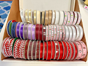 NON-Stampin' Up! 56 spools assorted color & type of ribbons, 1/8" to 5/8" wide