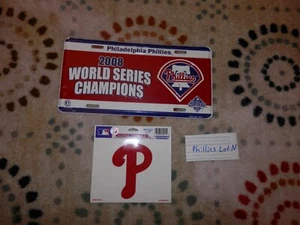Philadelphia Phillies license plate & cling Lot N new & vtg 2008 World Series - Picture 1 of 7
