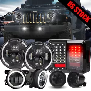 Combo 7" LED Headlight Tail Light Fog Turn Light Kit For Jeep Wrangler JK 07-18 - Picture 1 of 20