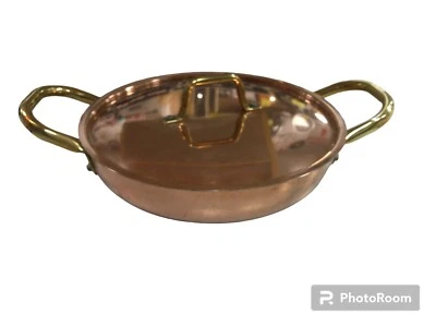 TEGAME IN RAME 2 MANICI IN OTTONE C/COP  PER ALIMENTI - Immagine 1 di 3