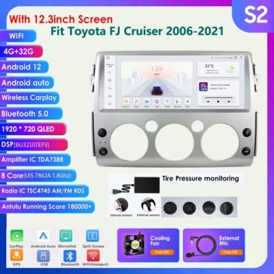 Carplay Android Car Stereo For Toyota FJ CRUISER GPS Radio 12.3' 8Core Mit tpms - Image 1 of 4