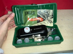 Vintage Singer Buttonholer w/ Green Carry Case - Picture 1 of 21