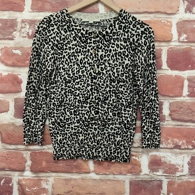 Cárdigan Ann Taylor Loft para mujer XS negro crema estampado animal suéter ligero Foto 1 de 4