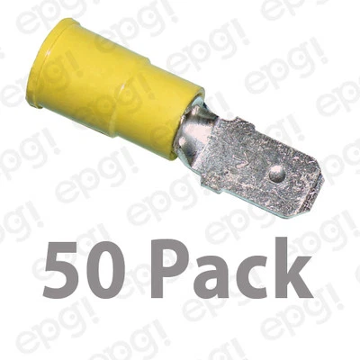 3M MALE QUICK DISCONNECT TERMINAL VINYL .250" YELLOW 10-12 GAUGE #3M402-50PK - Image 1 of 2