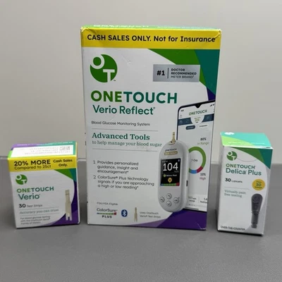 Kit de monitoreo de glucosa en sangre OneTouch Verio Reflect caducidad 28/01+30 tiras+30 lancetas Foto 1 de 4