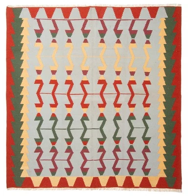 Vintage Hand Woven Traditional Kilim Rug 6'7" x 6'9" Oriental Wool Carpet - Image 1 of 4