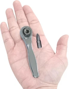 Mini Ratchet 1/4 Inch Drive Micro Ratcheting Bit Driver with 1 PH2 Bit 72-Tooth - Picture 1 of 4