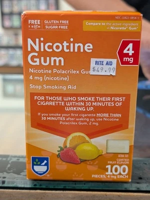 Goma de nicotina Rite Aid 4 mg sabor fruta 100 piezas caducidad APR/2026 - ¡ENVÍO GRATUITO! Foto 1 de 4