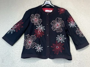 Alfred Dunner Damenjacke 18 schwarz bestickt Blumen Knopfleiste - Bild 1 von 11