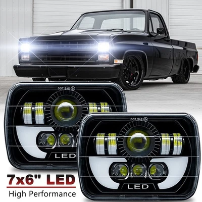 For Chevrolet C10 C20 C30 K10 K20 K30 55W 7x6 inch LED Headlight High Low Beam - Image 1 of 4