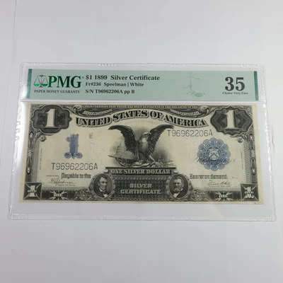 1899 PMG Choice VF35 Black Eagle Silver Certificate $1 One Dollar US Note 57882F - Image 1 of 4