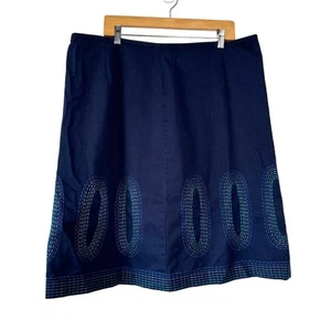 Boden Skirt Womens 16L Blue Geometric Print A-Line Boho Career Office Casual - Picture 1 of 9