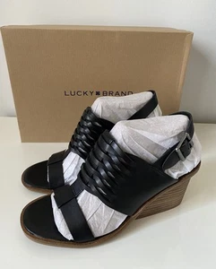 NEW-Lucky Brand Size 8.5 M Women's Black Lemia Cut Out Sandal Heeled - Picture 1 of 7