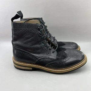 1901 Stiefeletten Herren Größe 9 Schwarz Budapester Brogue Leder Wildleder Schnürschuhe - Bild 1 von 9