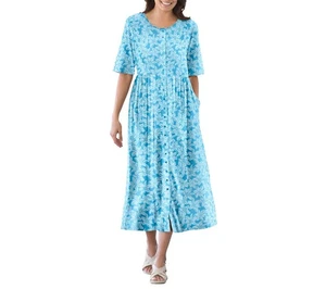 Abito donna all'interno multicolore taglie forti 7X tasche abbottonate misto cotone NUOVO - Foto 1 di 5