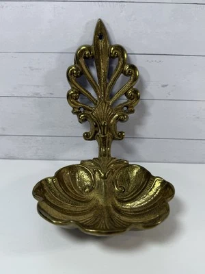 Vintage Brass Shell Shaped Soap Dish Holder Wall Mounted  - Image 1 of 4