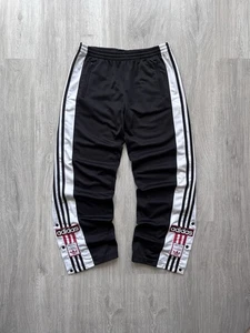 Vintage Adidas Adibreak Button Up Black Sweatpants Joggers 3 Stripes Logo 90’s - Picture 1 of 12