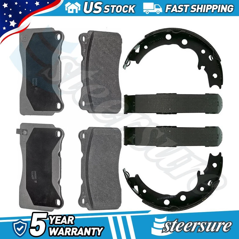 Conjunto de pastilhas de freio a disco dianteiro traseiro sapata de freio de estacionamento compatível com 2015-2017 Subaru WRX STI - Imagem 1 de 4