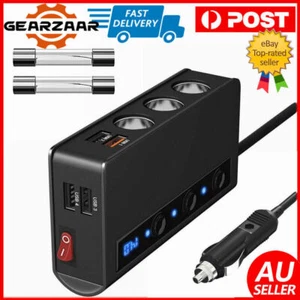 3 Way 12V USB Car Cigarette Splitter Lighter Charger Socket Adapter Plug AUS - Picture 1 of 12