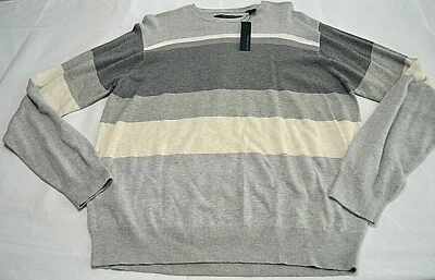 Perry Ellis Men's Sweater Striped Wool Long Sleeve Pullover Gray Size Large NWT  - Image 1 of 4