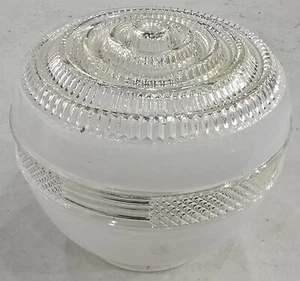Vintage Art Deco White/Clear Pressed Embossed Glass Pendant Lamp Light Shade - Picture 1 of 7