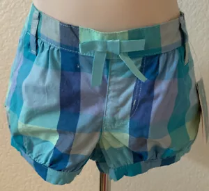 NWT Gymboree 4T 100% Cotton Lightweight Blue Plaid Bubble Shorts - Picture 1 of 10