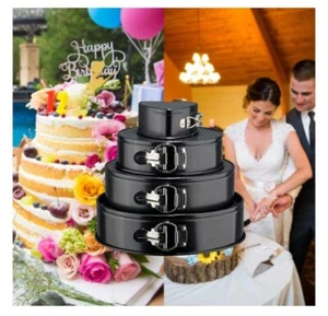 New Spring Form Cake Pans Set Of 4 Stackable Approx. 4,7,9,10 In.  NIB - Picture 1 of 9