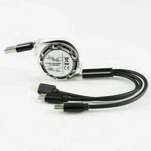USB 3 in 1 Multi Type C Charging Cable Charger Cord Retractable Fast Micro - Picture 1 of 13