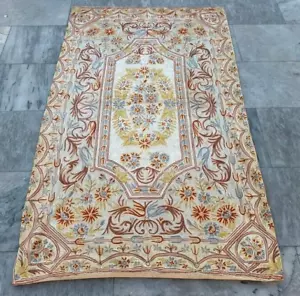 Vintage French Style Aubusson Needle point Stunning Area Rug 3x5 ft Free Ship - Picture 1 of 8