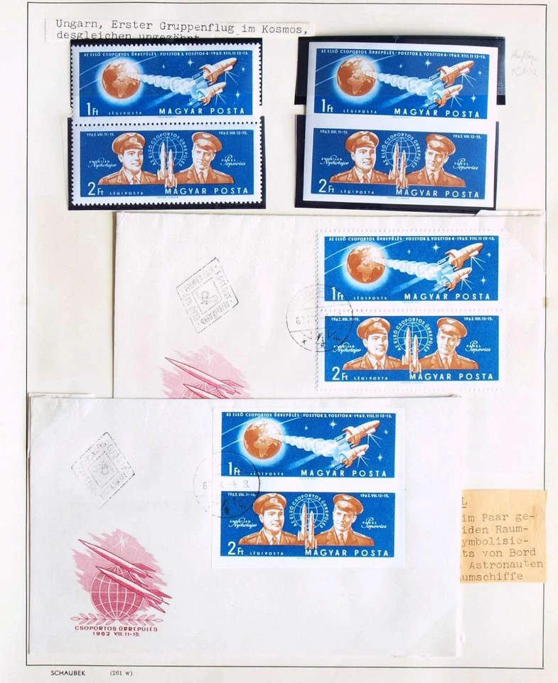 HUNGARY 1962 SPACE, MNH/** Perf + Imperf + FDC/Cover, Vostok ,Rocket ,Cosmonaut - Image 1 of 1