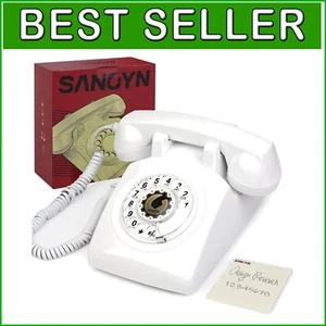 1960s Vintage Rotary Phone with Mechanical Ringer - Elegant White Design - Picture 1 of 8