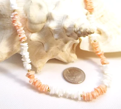 Dreamsicle Puka naranja y blanco 18 pulgadas Collar Shell P107 Foto 1 de 2