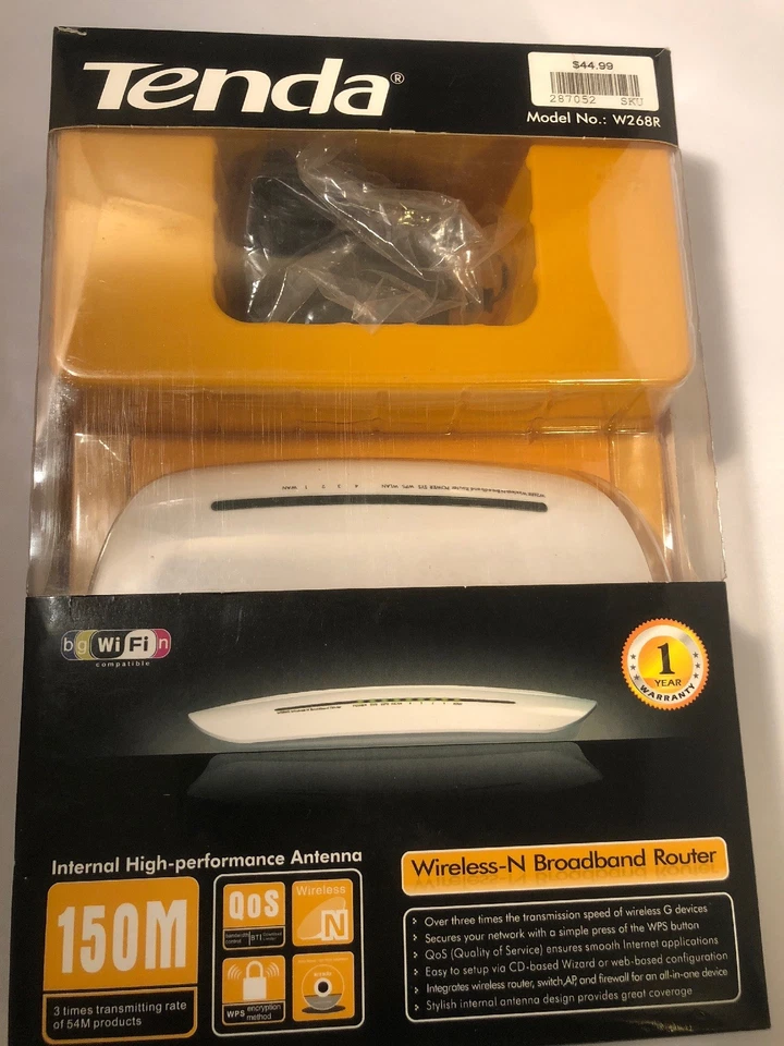 Tenda W268R Wireless N 150Mbps 4-port Switch Broadband Router - Image 1 of 4